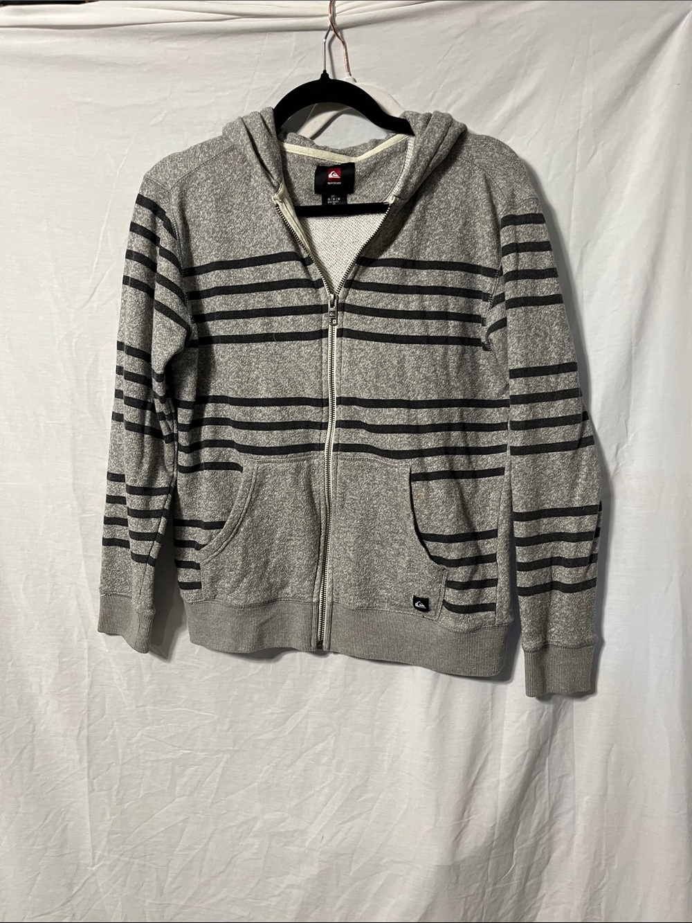 Quiksilver Gray Striped Zip-Up Hoodie